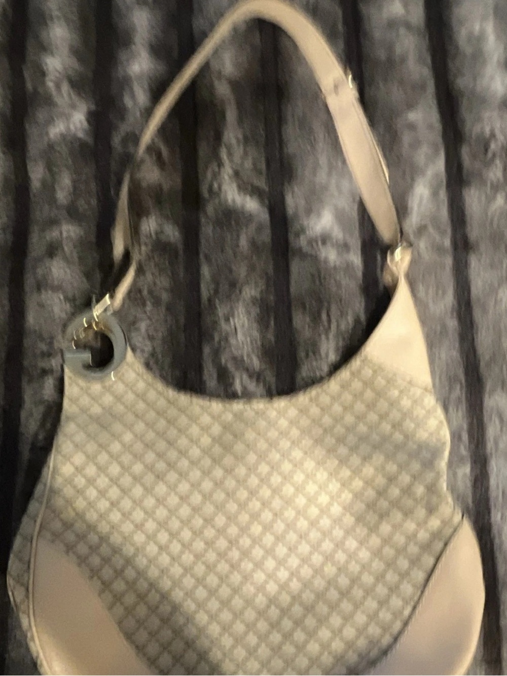 Beige Quilted Hobo Shoulder Bag